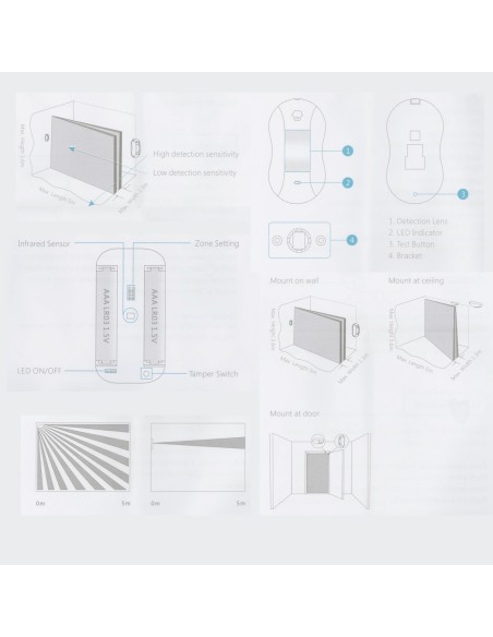 Chuango Pir-800 PIR Curtain Detector Queen - Wireless - Antena Interna - LED de Bateria Baixa - Detecção de Quot 