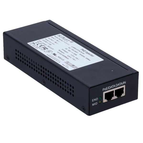 Hikvision PoE, LAS60-57CN-RJ45.60W Injector PoE - Entrada / saída RJ45 10/100/1000 Mbps - Potência 60 W - Distância máxima 100 m