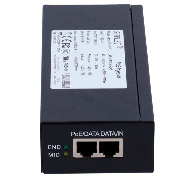 Hikvision PoE, LAS60-57CN-RJ45.60W Injector PoE - Entrada / saída RJ45 10/100/1000 Mbps - Potência 60 W - Distância máxima 100 m