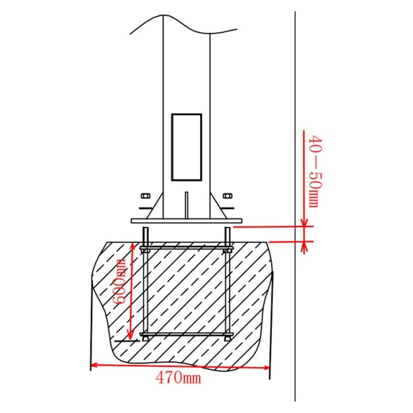 Pólo de OEM-350-D para CCTV - 3,5 metros de altura - fabricado em aço galvanizado - 2 peças de 1,25 metros e 1 base de 1 