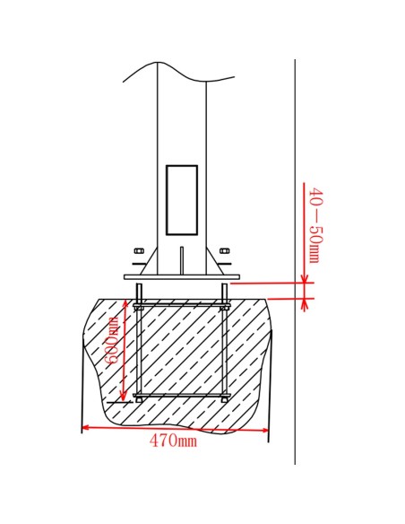 Pólo de OEM-450-D para CCTV - 4,5 metros de altura - fabricado em aço galvanizado - 3 partes de 1,5 metros constituídos