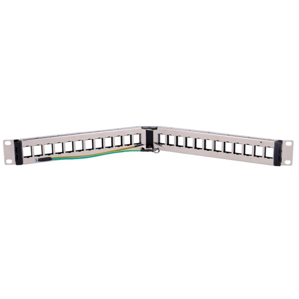 OEM PP-A24FTP Patch Panel Angular Vazio - 24 Portas FTP - 1U Formato Entracelável - Sem Eletrônicos - Barra para Gerenciamento d