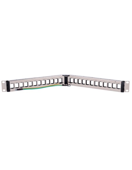 OEM PP-A24FTP Patch Panel Angular Vazio - 24 Portas FTP - 1U Formato Entracelável - Sem Eletrônicos - Barra para Gerenciamento d