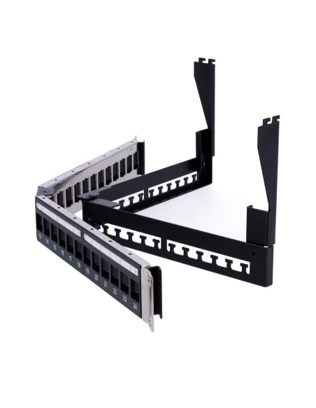 OEM PP-A24FTP Patch Panel Angular Vazio - 24 Portas FTP - 1U Formato Entracelável - Sem Eletrônicos - Barra para Gerenciamento d