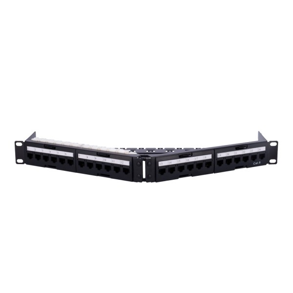 Kaufen OEM PP-A24UTP6 abgewinkeltes 24-Port-UTP-Patchpanel – unterstützt Kabel bis CAT6 – 1U-Rackformat – Größe 1U pro Paar