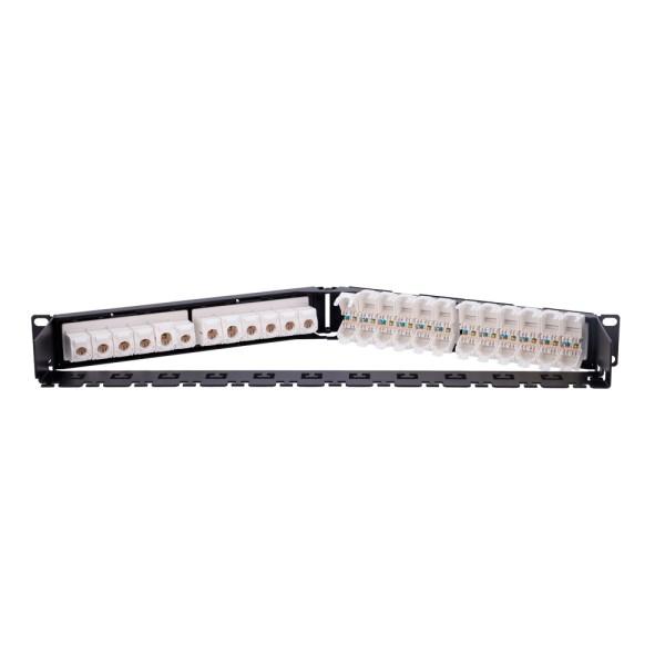 Kaufen OEM PP-A24UTP6 abgewinkeltes 24-Port-UTP-Patchpanel – unterstützt Kabel bis CAT6 – 1U-Rackformat – Größe 1U pro Paar
