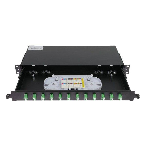 Acheter OEM panneau de brassage fibre PP-FIBER-12-LC - 12 ports LC/APC duplex - tiroir d’épissure (sans pigtail) - format rackab