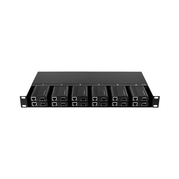 Comprar OEM RACK-1U12MC-AC220D Chasis metálico - Para enrackar hasta: - 12 Conversores Medios - Doble fuente de alimentación - 1