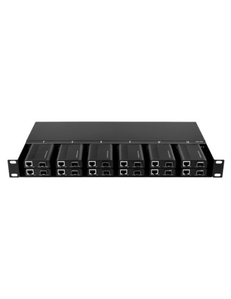 Kaufen OEM RACK-1U12MC-AC220D Metallgehäuse – Zur Rackmontage für bis zu: – 12 Medienkonverter – Doppelte Stromversorgung – 1