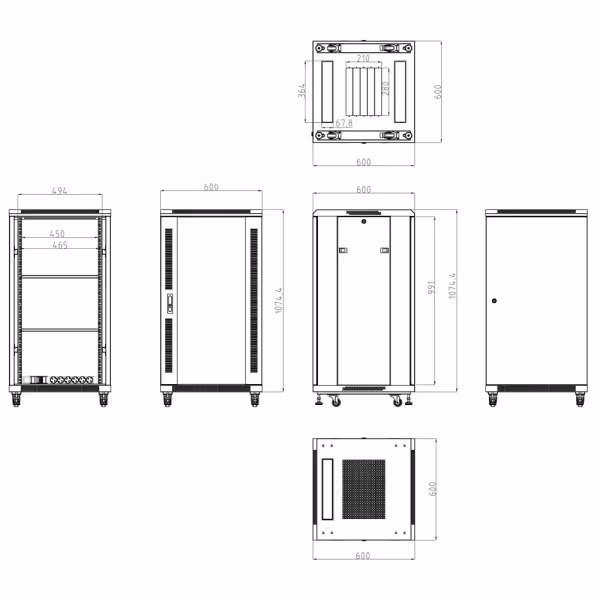 Comprar OEM RACK-22UFN Armario rack para cualquier equipo de red 19" - Capacidad para instalar dispositivos de hasta 22U - 