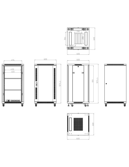 Comprar OEM RACK-22UFN Armario rack para suelo - Hasta 22U rack de 19"(600*600) - Hasta 800 Kg de carga - Con ventilación y