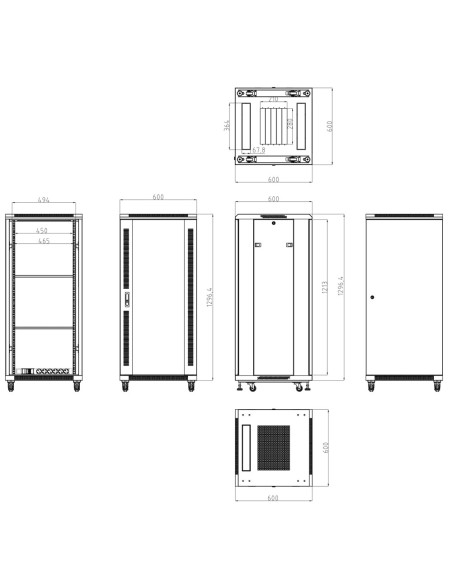 Gabinete de rack de assoalho de rack-27UFN de OEM - até 27u rack de 19 "600 600) - até 800 kg de carga - com ventilação e pasaca