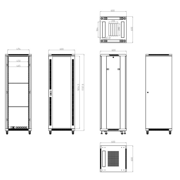 Comprar OEM RACK-37UFN Armario rack para suelo - Hasta 37U rack de 19"(600*600) - Hasta 800 Kg de carga - Con ventilación y