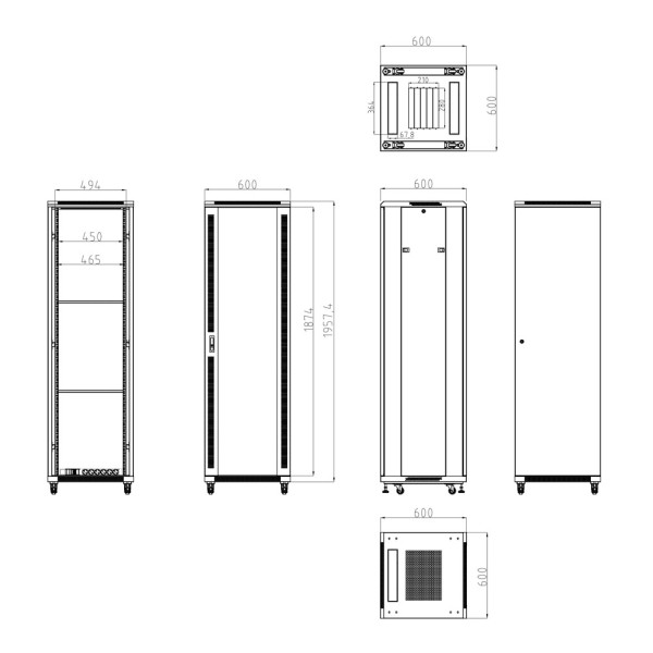 Comprar OEM RACK-42UFN Armario rack para suelo - Hasta 42U rack de 19" (600*600) - Hasta 800 Kg de carga - Con ventilación 