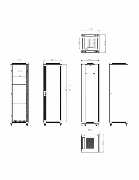 Comprar OEM RACK-42UFN Armário rack de chão - Até 42U rack de 19" (600*600) - Até 800 Kg de carga - Com ventilação