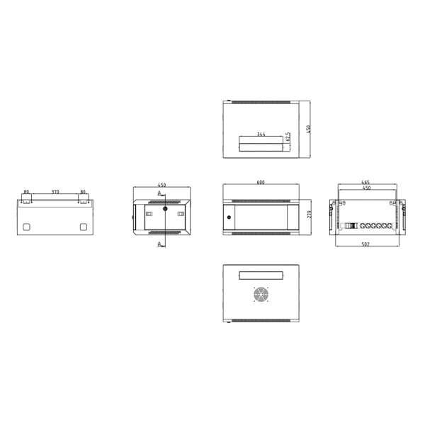 Armário de rack de parede de rack-4u OEM - até 4U Rack 19 & quot-up a 60 kg de carga - com ventilação e cabos - ventilado