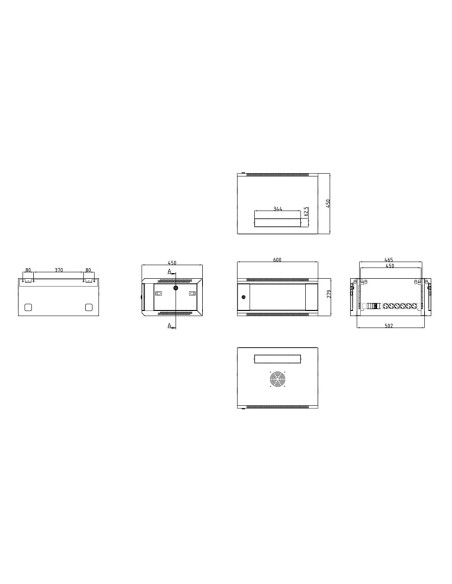 Armário de rack de parede de rack-4u OEM - até 4U Rack 19 & quot-up a 60 kg de carga - com ventilação e cabos - ventilado