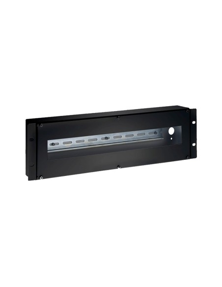 Rack-Dinrail-3u Painel 19 & Quot - DIN Rail - Tamanho 3U - Entrada de fiação em suas costas - Preto -