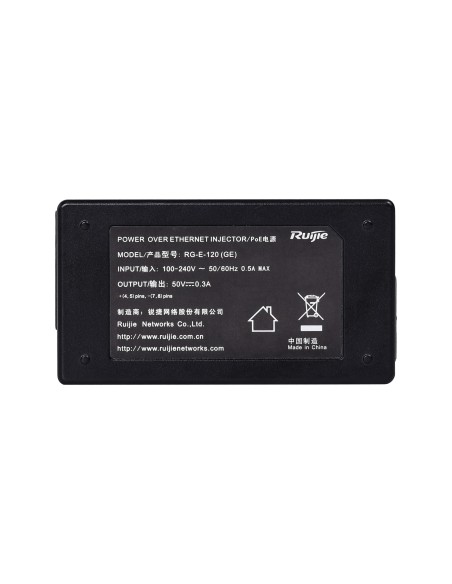 Comprar REYEE RG-E-120GE Ruijie - Inyector PoE IEEE802.3af - Puertos RJ45 10/100/1000 Mbps - Potencia 15.4 W - Distancia máxima 