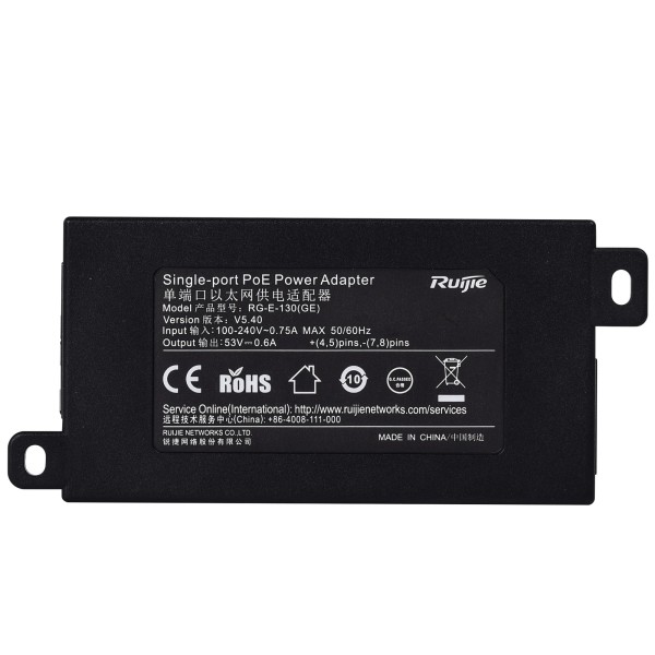 Comprar REYEE RG-E-130GE Ruijie - Inyector PoE IEEE802.3at - Puertos RJ45 10/100/1000 Mbps - Potencia 30 W - Distancia máxima 10