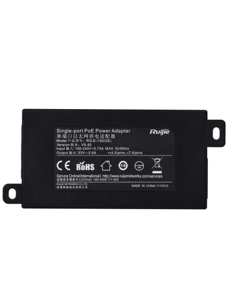 Reyee RG-E-130G Ruijie - Injector Poe Ieee802.3at - Ports RJ45 10/100/1000 Mbps - Potência 30 W - Distância máxima 100 m - di