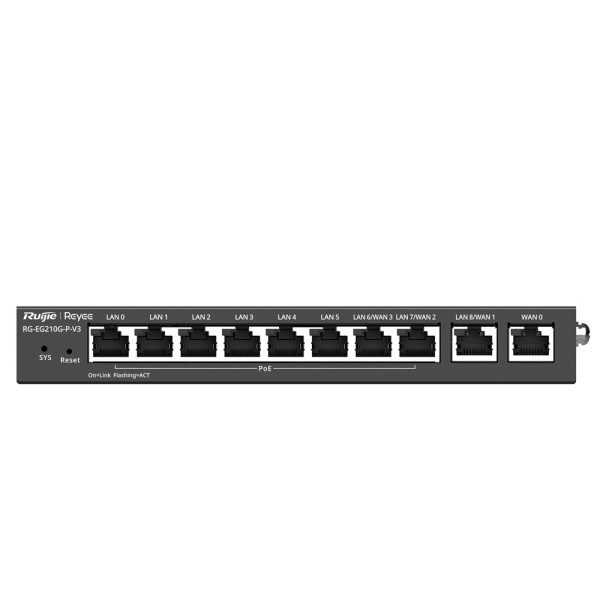 Reyee RG-EG210G-P-V3 Reyee Router Poe Controller Cloud - 8 portas Poe + RJ45 GE + 2 portas RJ45 GE - 10 portas RJ45 10/100 / 1