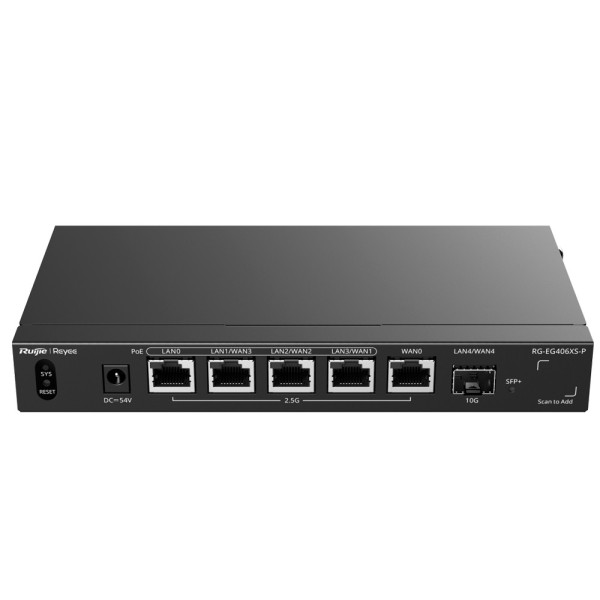 Comprar REYEE RG-EG406XS-P Reyee Router Cloud - 5 Puertos RJ45 2.5G (4 PoE+) + 1 SFP+ 10Gigabit - Funciones básicas de Firewall 