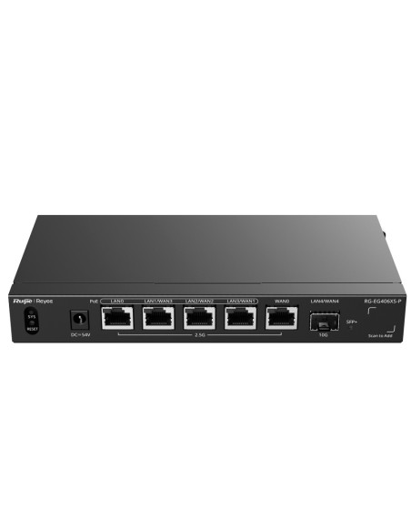 Comprar REYEE RG-EG406XS-P Reyee Router Cloud - 5 Puertos RJ45 2.5G (4 PoE+) + 1 SFP+ 10Gigabit - Funciones básicas de Firewall 