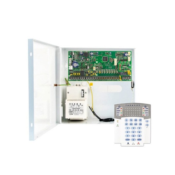 Kaufen PARADOX PAR-133 Kit bestehend aus: 1x Zentrale PCBSP6000 mit 8 Zonen, 1x großes Metallgehäuse mit Transformator, 1x Tasta