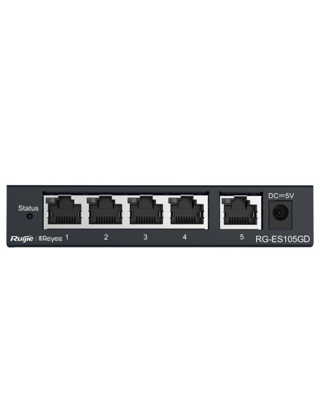 Reyee RG-ES105GD Reyee Switch Desktop - Metal Habitação - 5 portas RJ45 - Velocidade 10/100/1000 Mbps - Plug and Play - Tecnolog