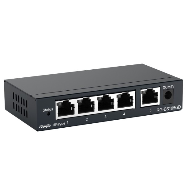 Acquistare REYEE RG-ES105GD Reyee Switch da scrivania - Scocca in metallo - 5 porte RJ45 - Velocità 10/100/1000 Mbps - Plug and 