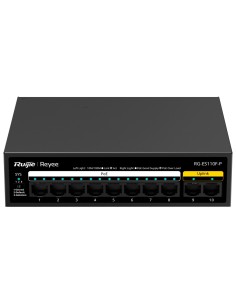 Reyee RG-ES110F-P REYEE Switch Poe Desktop - Metal Habitação - 8 portas RJ45 10/100 Mbps Poe + 802.3AF / AT - 2 portas UPLINK RJ