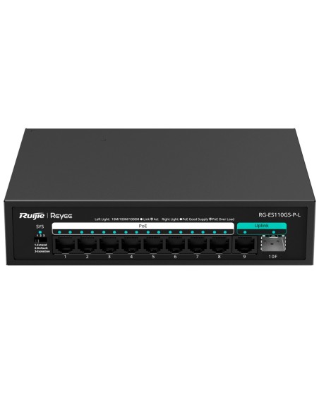 Comprar REYEE RG-ES110GS-P-L Reyee Switch PoE Sobremesa - 8 Puertos RJ45 + 1 Uplink RJ45 + 1 Uplink SFP - 8 Puertos Gigabit + 2 