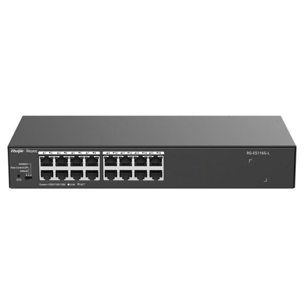 Acheter REYEE RG-ES116G-L Switch de bureau Reyee - Boîtier en métal - Montable en rack - 16 ports RJ45 - Vitesse 10/100/1000 Mbp