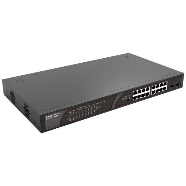 Acheter REYEE RG-ES118GS-P switch Reyee PoE de bureau - 16 ports RJ45 + 2 liaisons montantes SFP - 16 ports Gigabit + 2 ports Gi