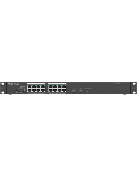 Reyee RG-ES118GS-P-L Reyee Switch Poe Configuração - 16 portas RJ45 + 2 Uplink SFP - 16 Portas Gigabit + 2 portas Gigabit - 16 p