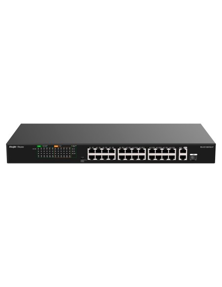 Reyee RG-ES126FGS-P Reyee Switch Poe Configuração - 24 portas RJ45 + 1 Uplink RJ45 + 1 SFP COMBO - 24 portas 10 / 100Mbps + 2 pu