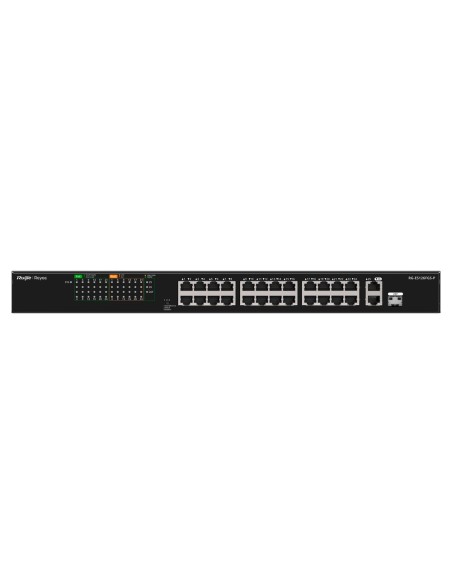 Reyee RG-ES126FGS-P Reyee Switch Poe Configuração - 24 portas RJ45 + 1 Uplink RJ45 + 1 SFP COMBO - 24 portas 10 / 100Mbps + 2 pu