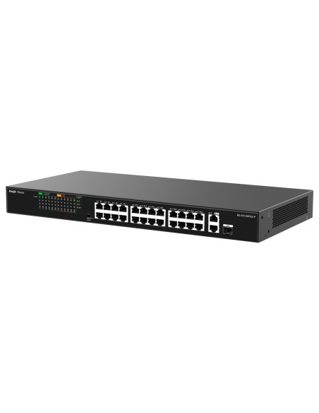 Reyee RG-ES126FGS-P Reyee Switch Poe Configuração - 24 portas RJ45 + 1 Uplink RJ45 + 1 SFP COMBO - 24 portas 10 / 100Mbps + 2 pu