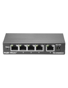 Reyee RG-ES205GC Reyee Switch Cloud - 5 portas RJ45 Gigabit - Velocidade do Porto 10/100/1000 Mbps - Plug & Amp Play - VLAN / PO