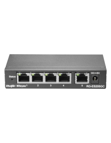 Reyee RG-ES205GC Reyee Switch Cloud - 5 portas RJ45 Gigabit - Velocidade do Porto 10/100/1000 Mbps - Plug & Amp Play - VLAN / PO