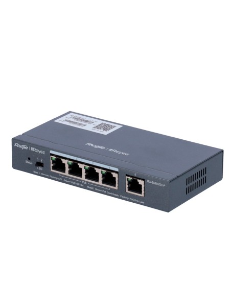 Reyee RG-ES205GC-P Switch REYEE POE Gerenciamento de nuvem - 4 portas Poe 802.3AF / AT + 1 UPLINK RJ45 - 4 RJ45 10/100 / 1000Mbp