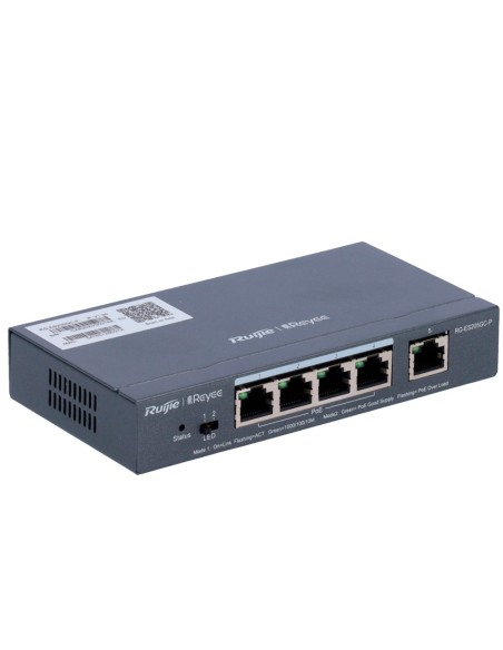 Reyee RG-ES205GC-P Switch REYEE POE Gerenciamento de nuvem - 4 portas Poe 802.3AF / AT + 1 UPLINK RJ45 - 4 RJ45 10/100 / 1000Mbp