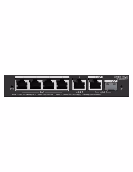 Comprar REYEE RG-ES206GS-P Ruijie Reyee Cloud Managed L2 PoE Switch - 4 Puertos Gigabit PoE/PoE+ + 1 Enlace Combo GE - Ranura SF