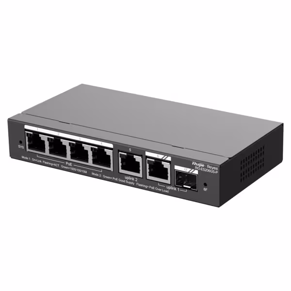 Comprar REYEE RG-ES206GS-P Ruijie Reyee Cloud Managed L2 PoE Switch - 4 Puertos Gigabit PoE/PoE+ + 1 Enlace Combo GE - Ranura SF