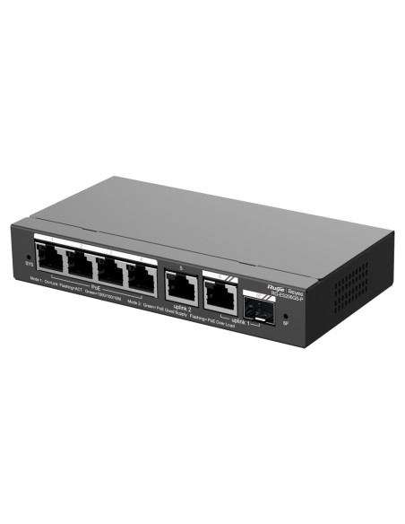 Reyee RG-ES206GS-P Switch Reyee Poe Cloud - 4 portas PoE + 2 portas RJ45 + 1 Combo SFP - Velocidade do Porto 10/100/1000 Mbps