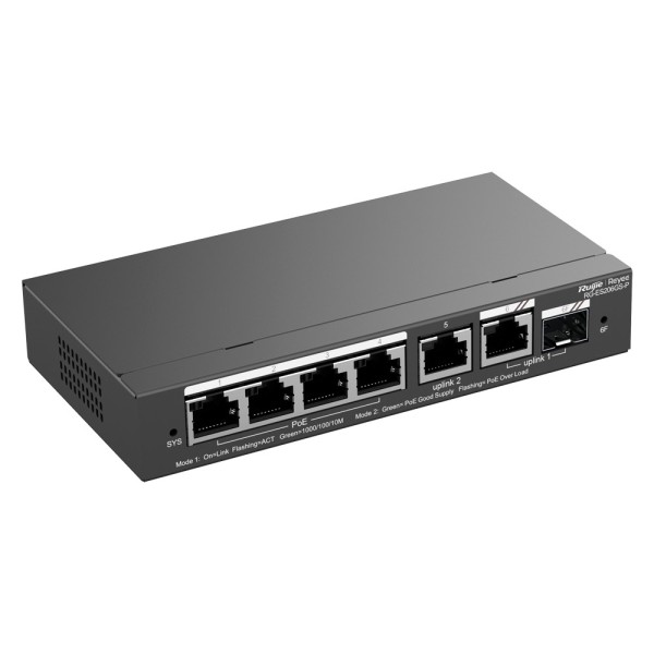 Comprar REYEE RG-ES206GS-P Reyee Switch PoE Cloud - 4 Puertos PoE + 2 Puertos  Rj45 + 1 SFP Combo - Velocidad de puertos 10/100/