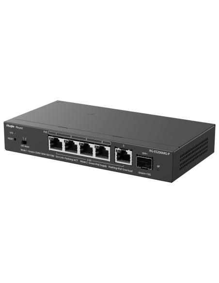Comprar REYEE RG-ES206MG-P Reyee Switch PoE Cloud Capa 2 - 5 puertos PoE MultiGigabit y 10Gbps SFP+ -  PoE 802.3af/at hasta 30w 