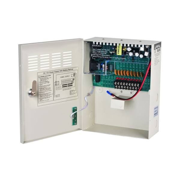 Airpace Sam-3583 Sam-3583 Fonte de alimentação para até 9 câmeras, entrada CA de 220V e saída de 12V DC / 5A (9 saídas)