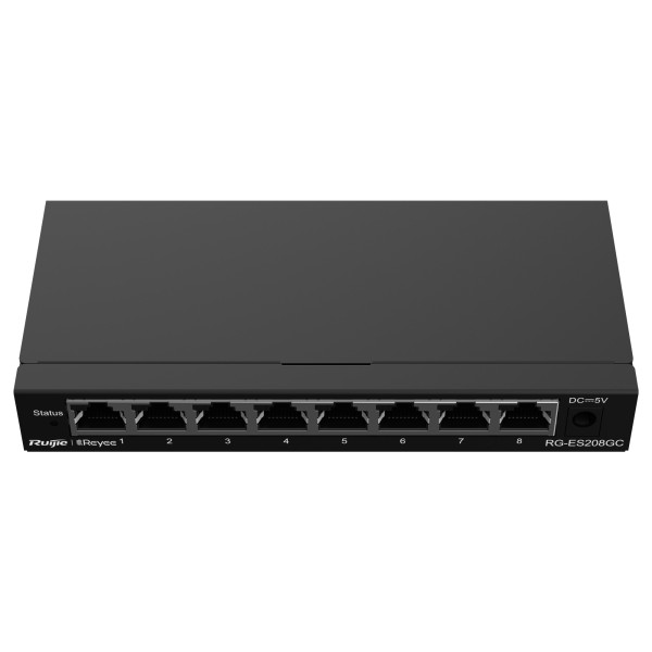 Reyee RG-ES208GC Reyee Switch Cloud - 8 portas RJ45 Gigabit - Velocidade do Porto 10/100/1000 Mbps - Plug & Amp Play - VLAN / PO